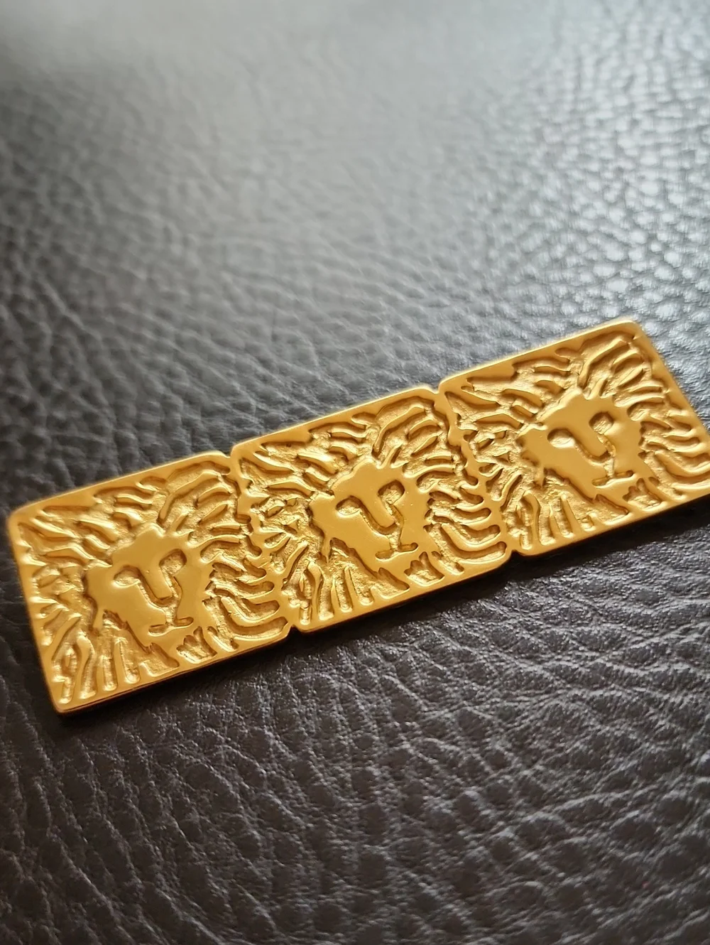 Anne Klein Gold Lion Motif Bar Brooch